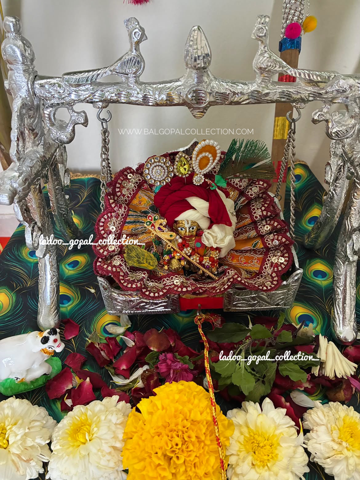 Heavy colorful poshak with pagdi for laddu gopal