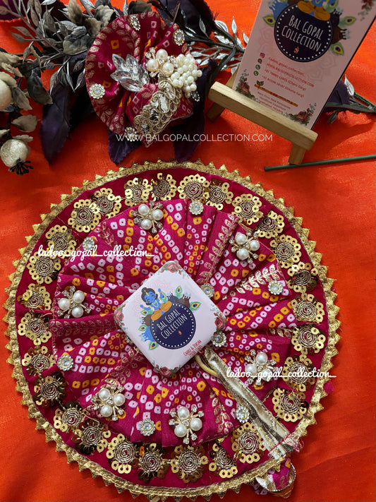 Pink bandhej poshak laddu gopal
