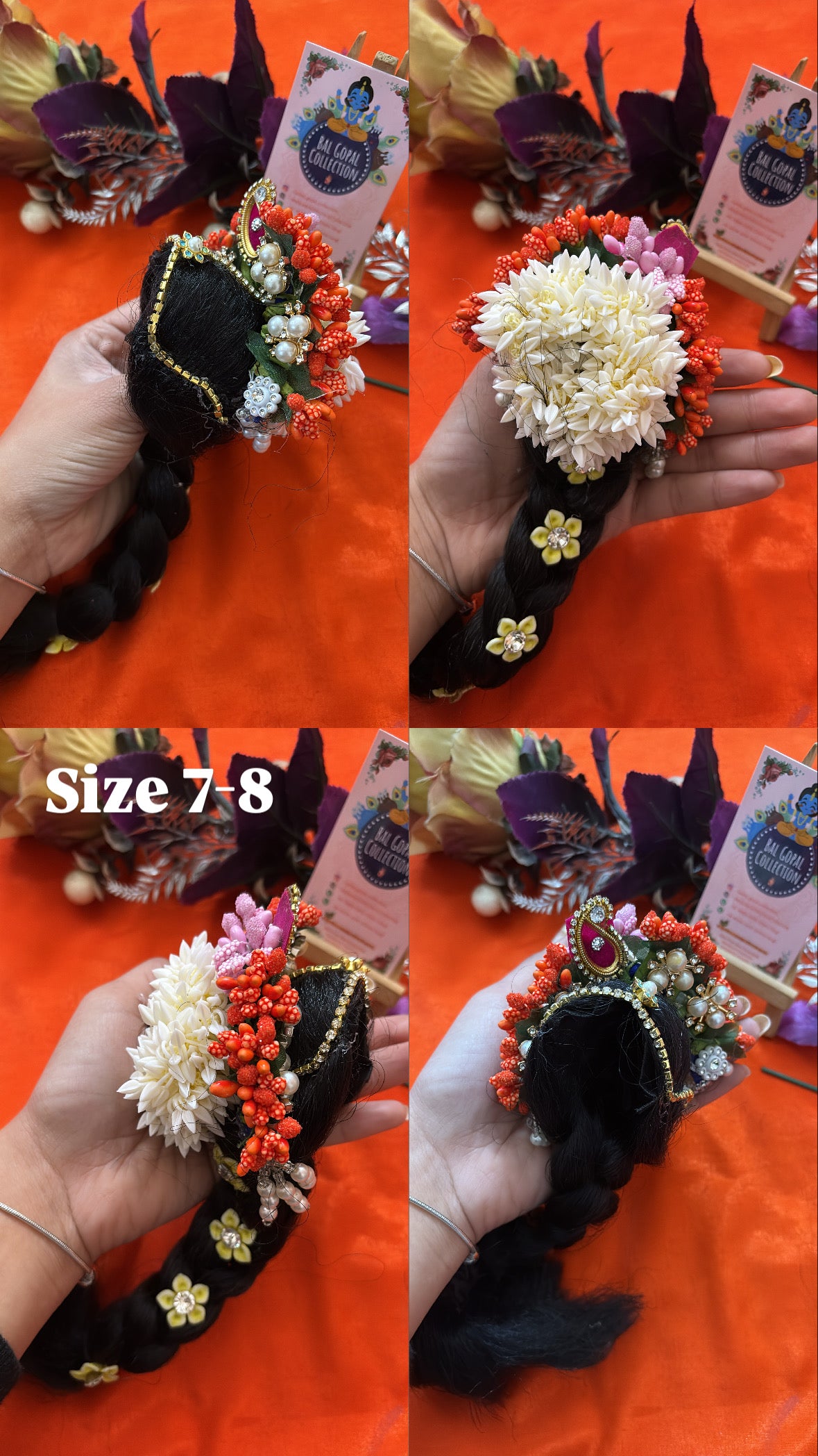 Heavy designer Kesh for Radha Rani (7-8) | Deity Hair Accessory