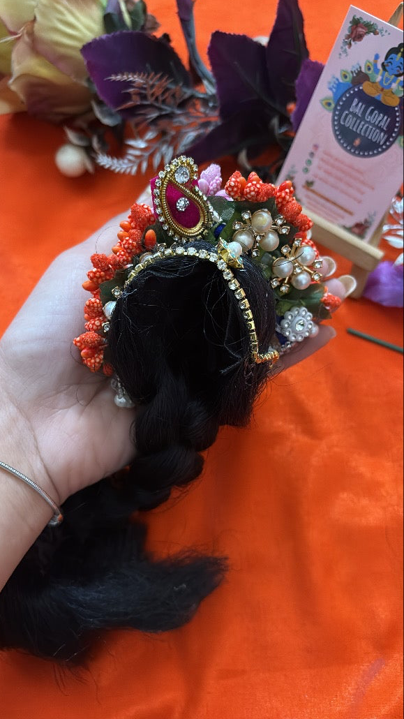 Heavy designer Kesh for Radha Rani (7-8) | Deity Hair Accessory