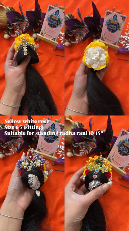Yellow white rose Kesh Choti for Radha Rani (Size 6–7) | Deity Hair Accessory (Copy)