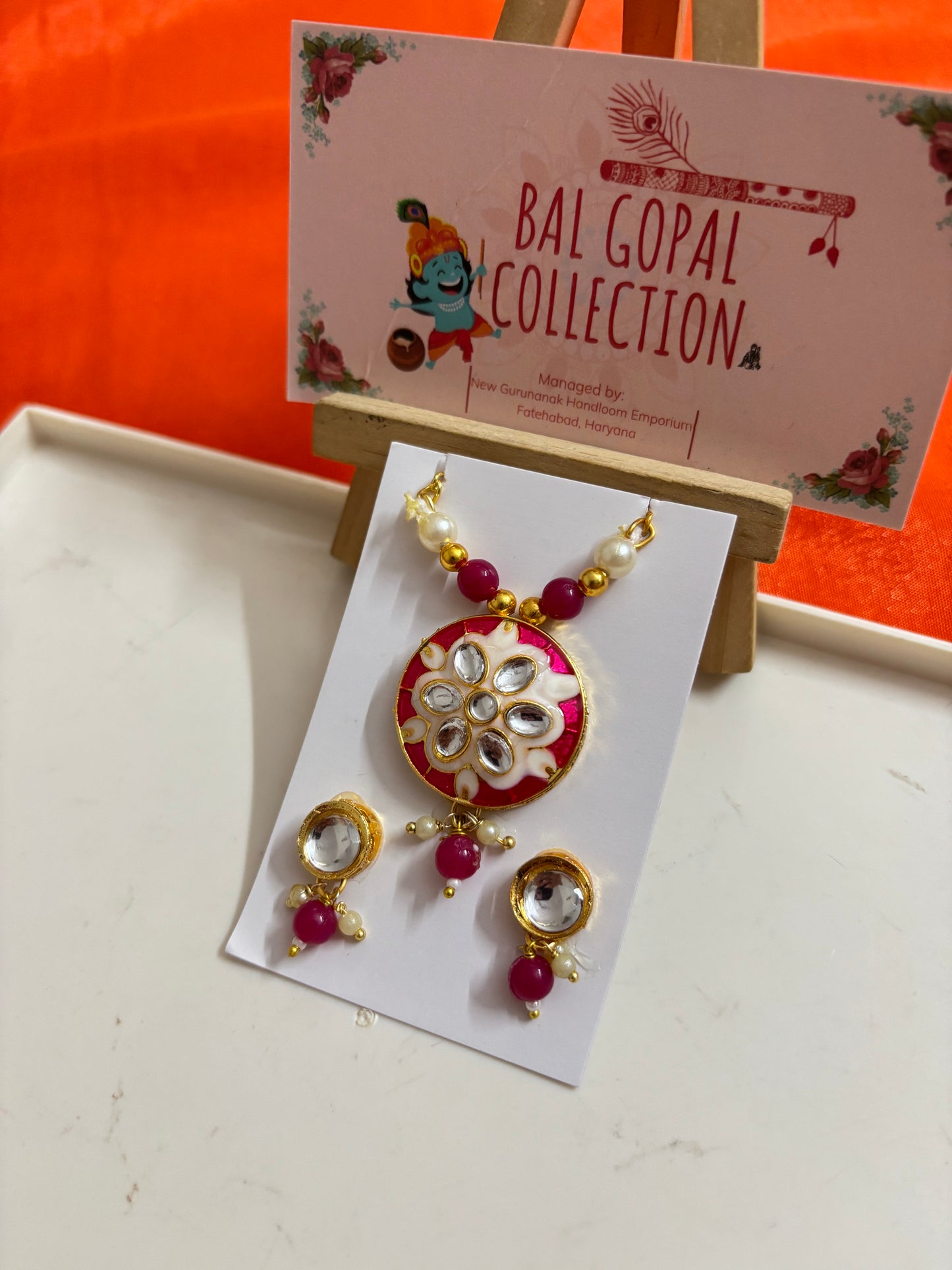 Meenakari mala earrings set for laddu gopal