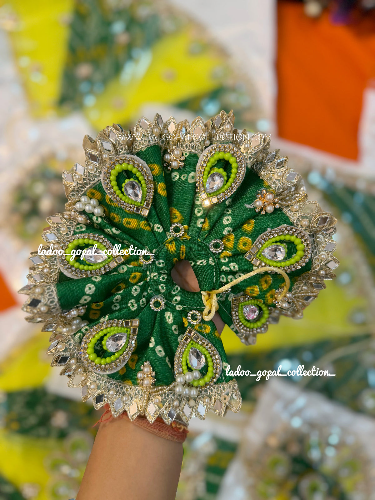 Bandhani green poshak for laddu gopal