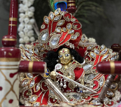 Heavy red dress with pagdi for laddu gopal