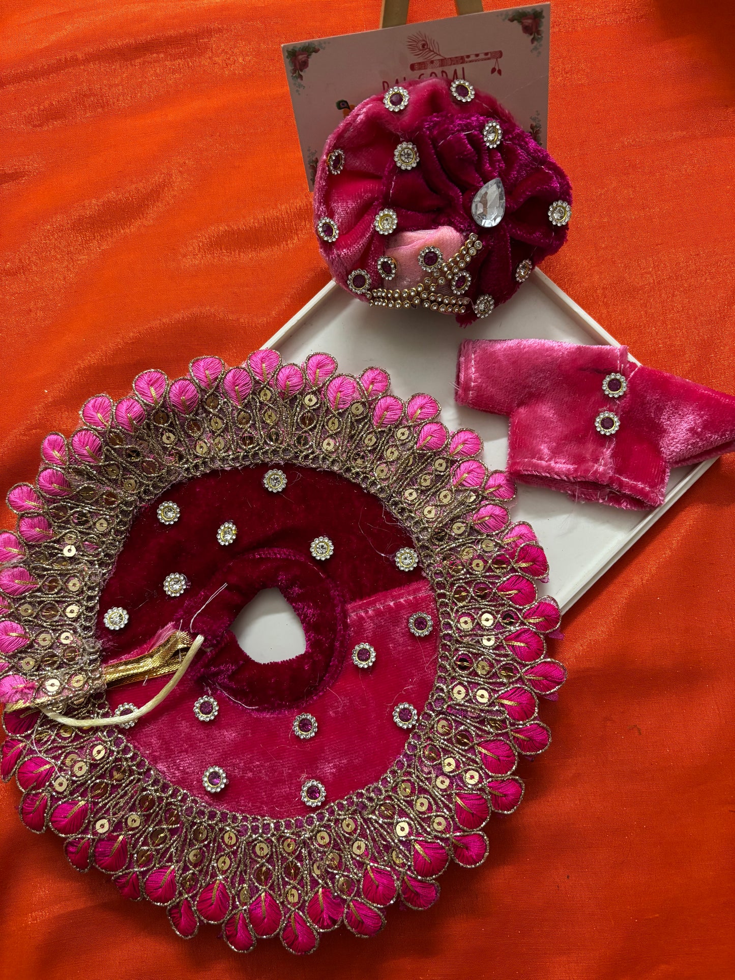 Heavy velvet winter poshak with pagdi for laddu gopal