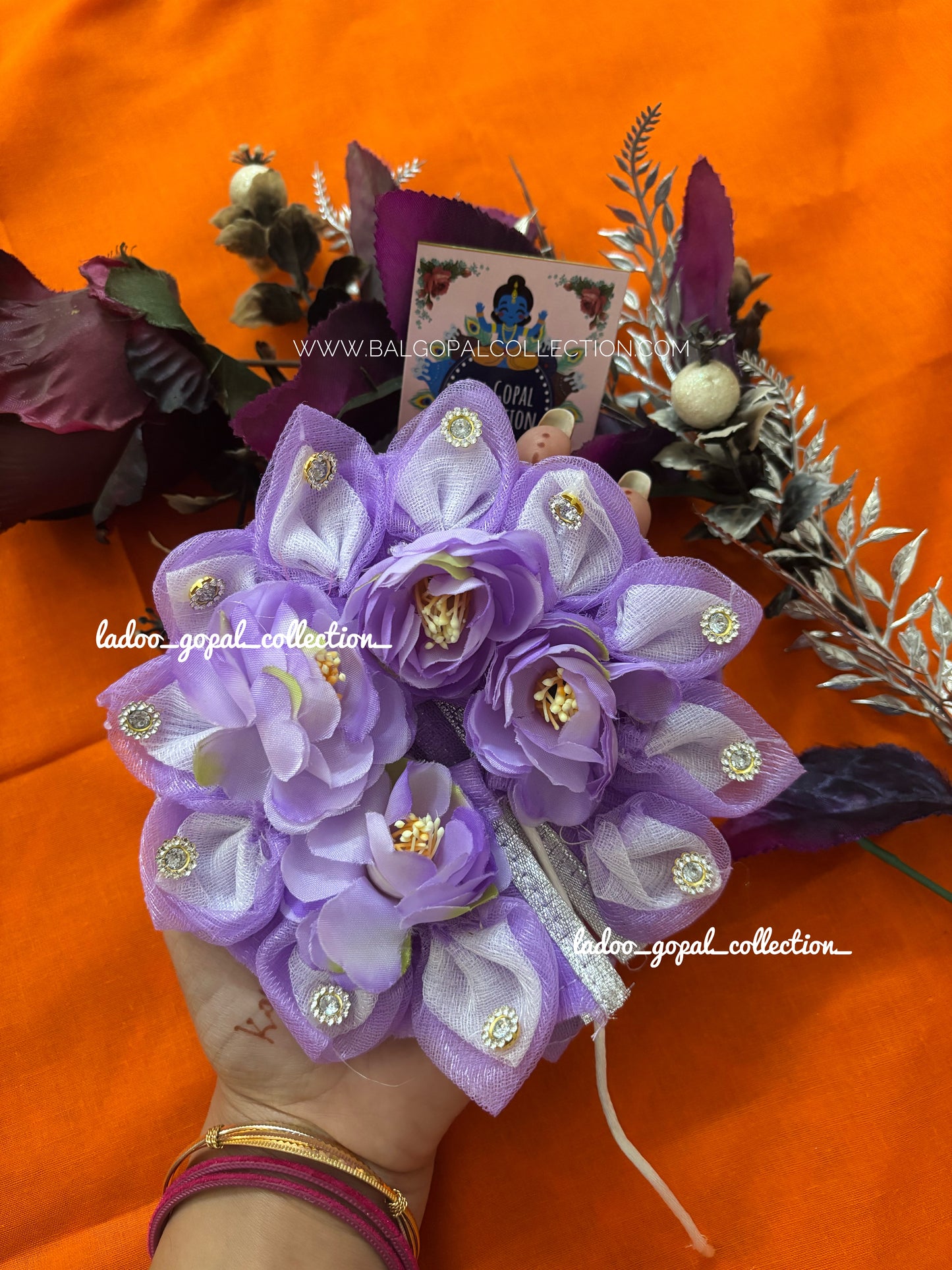 Floral heavy poshak with pagdi for laddu gopal/ radha rani