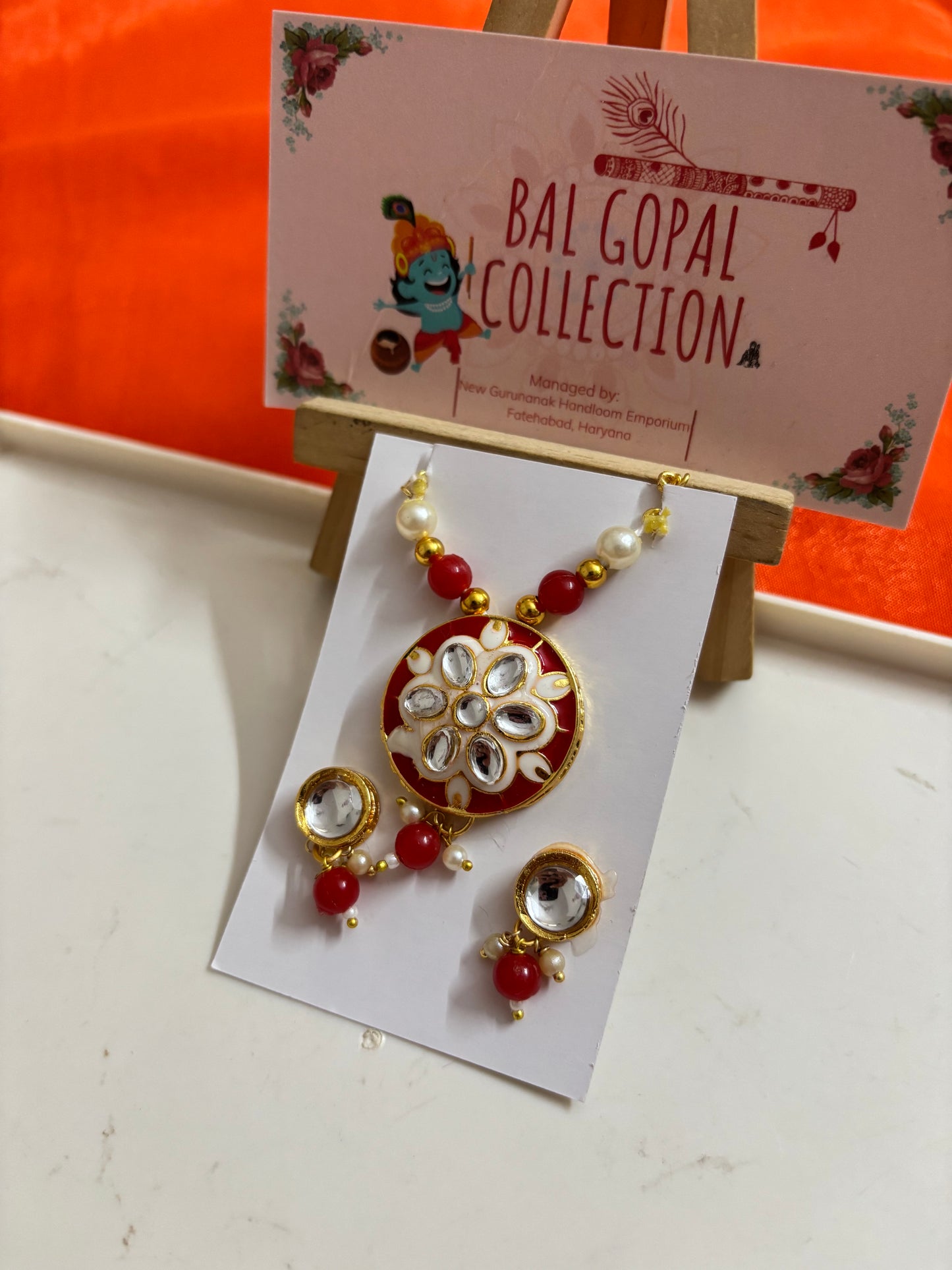 Meenakari mala earrings set for laddu gopal