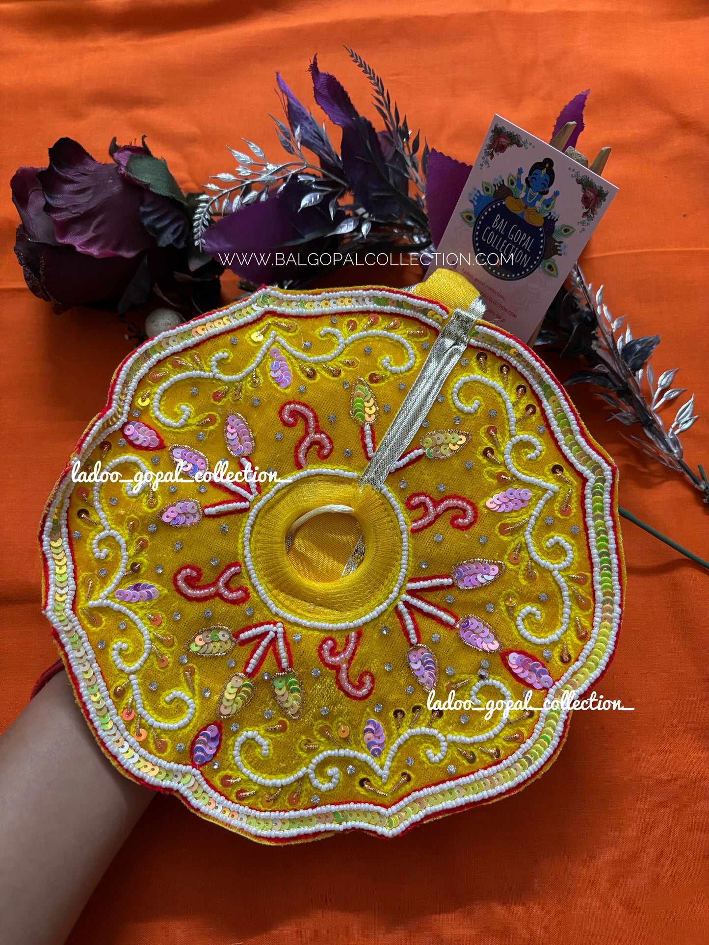 Yellow handwork poshak for laddu gopal