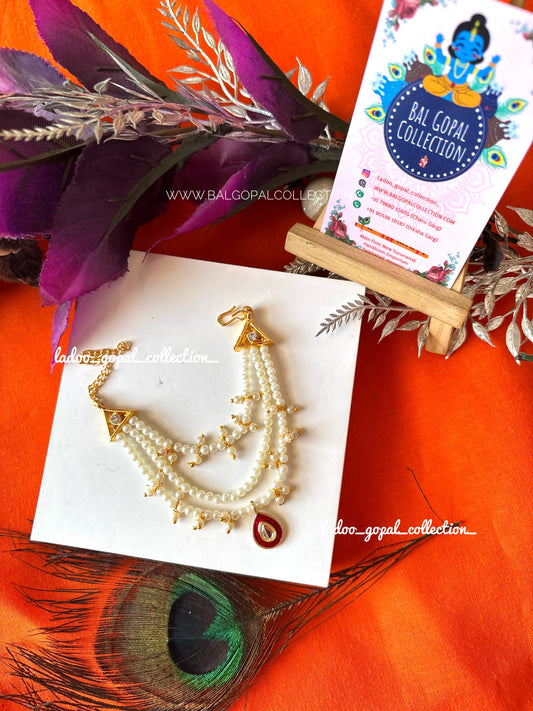 Layer white moti mala for laddu gopal size 5-6-7