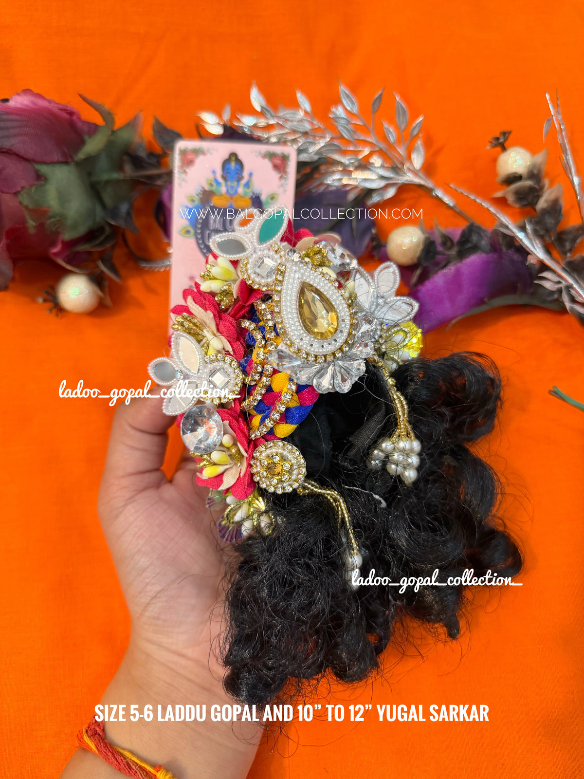 Heavy designer kesh for laddu gopal size 5-6