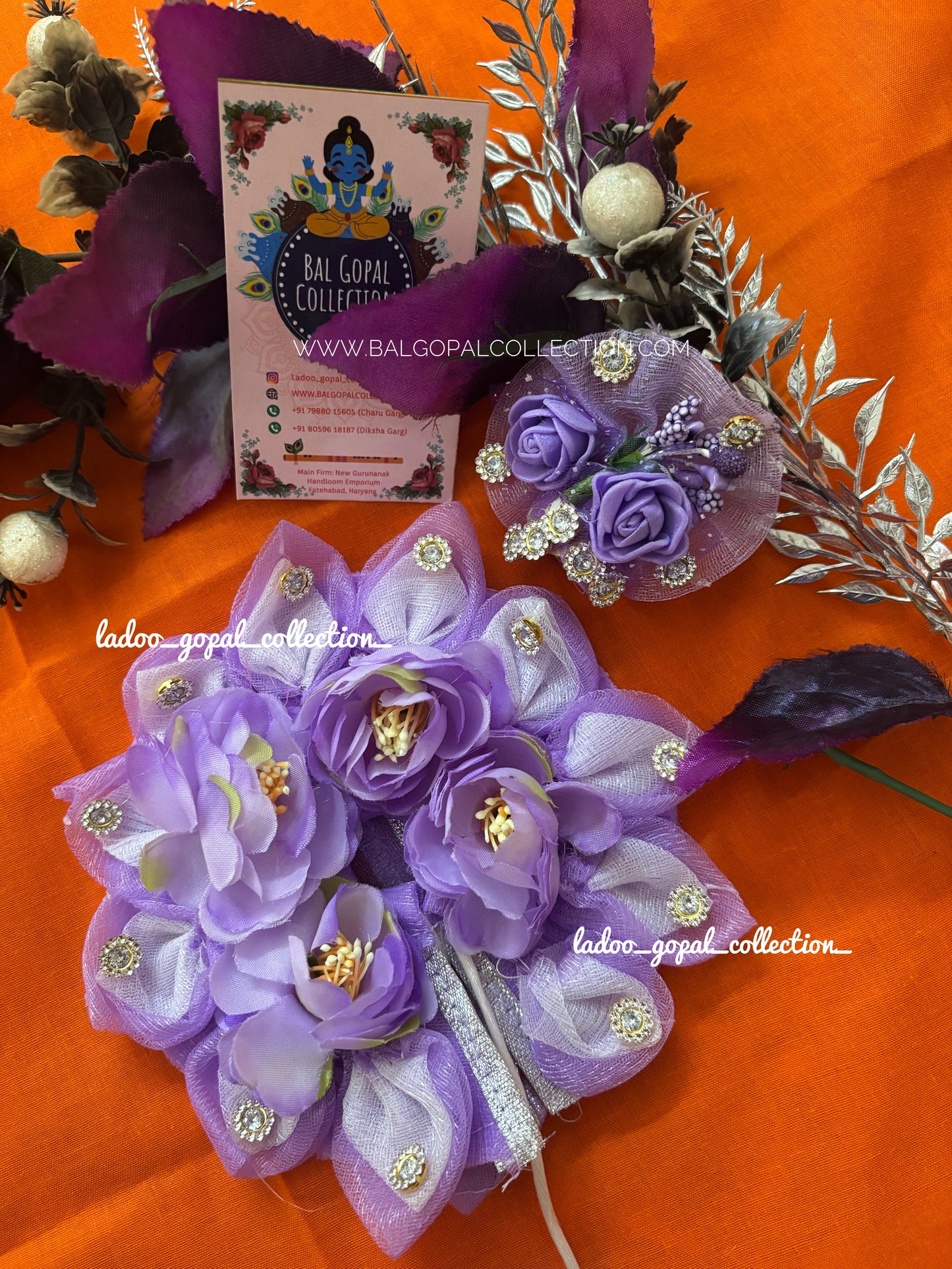 Floral heavy poshak with pagdi for laddu gopal/ radha rani