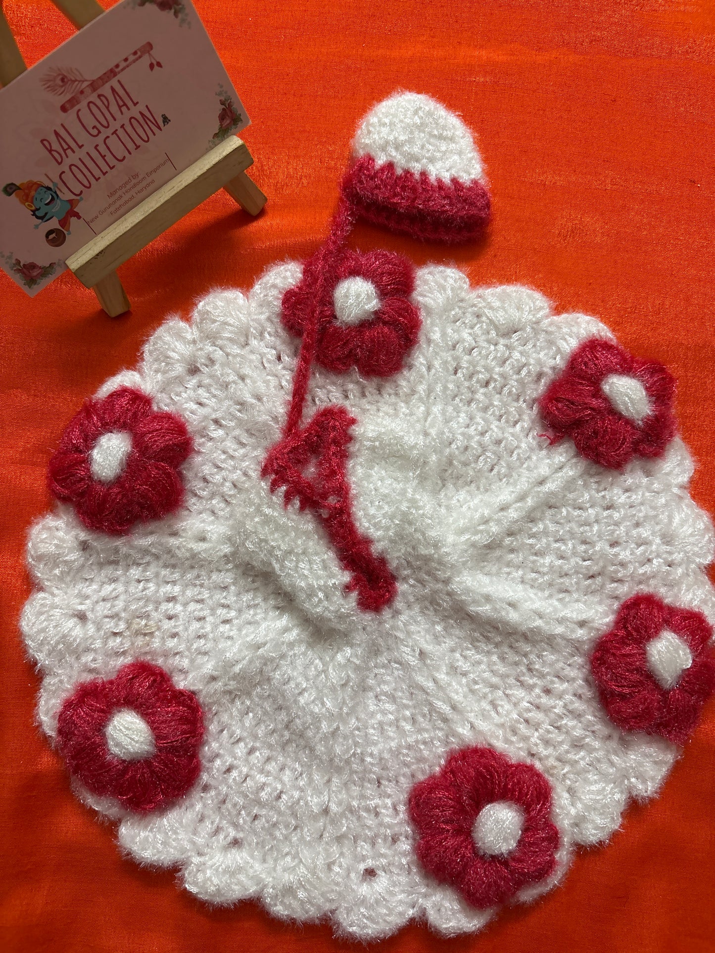 Floral woollen poshak with cap for size 4