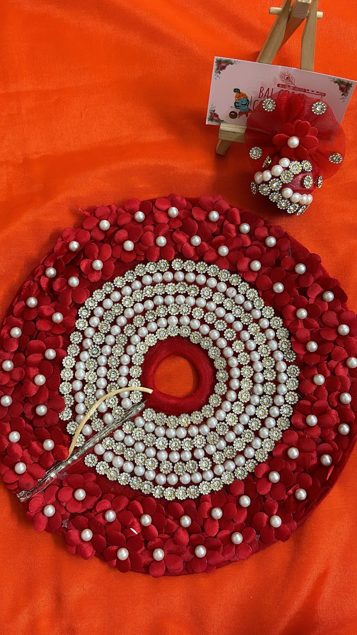 Stone floral heavy poshak with pagdi for laddu gopal