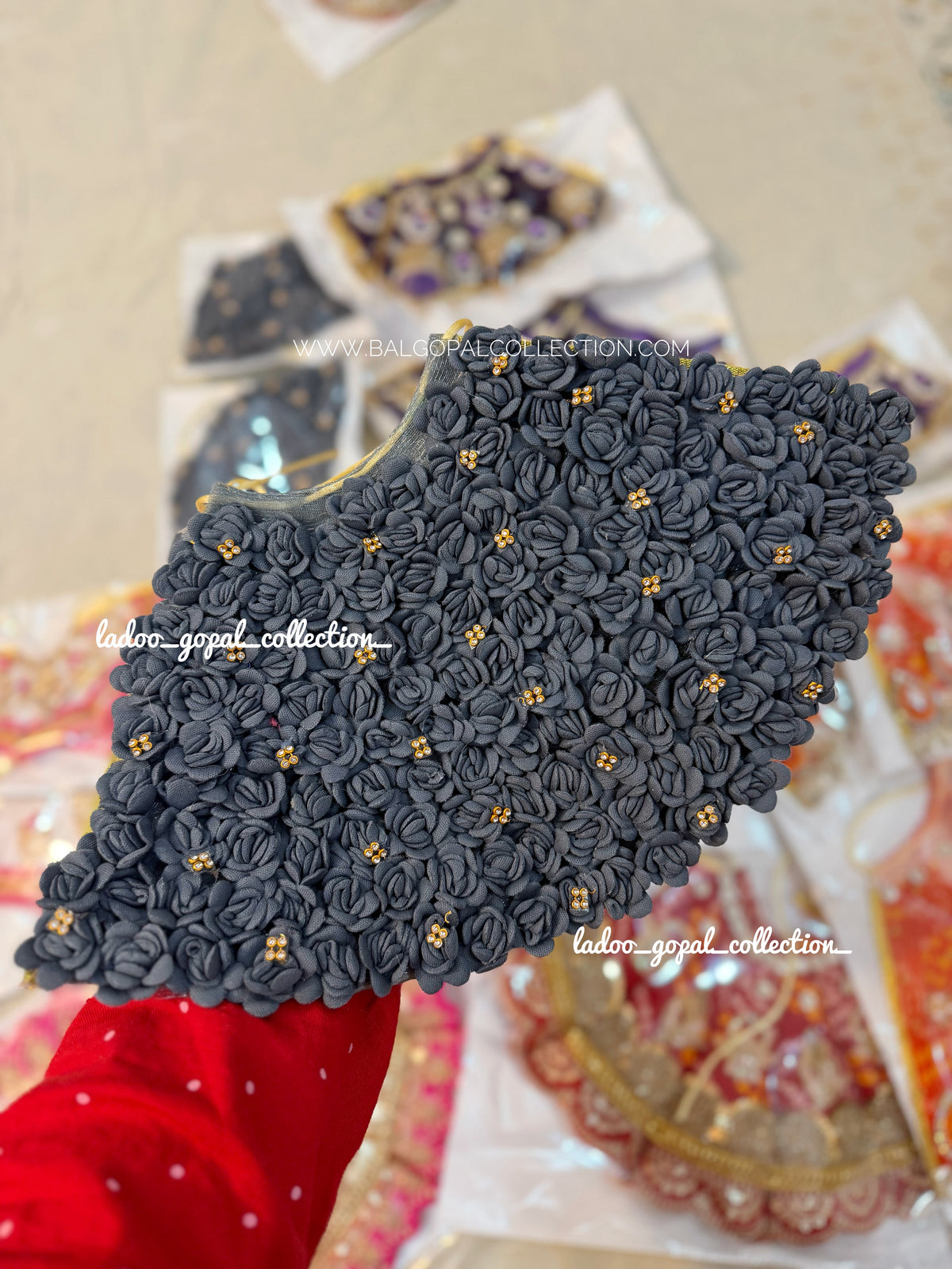 Grey roses lehnga for mata rani