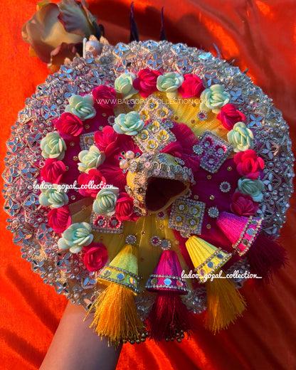 Heavy colorful poshak with pagdi for laddu gopal