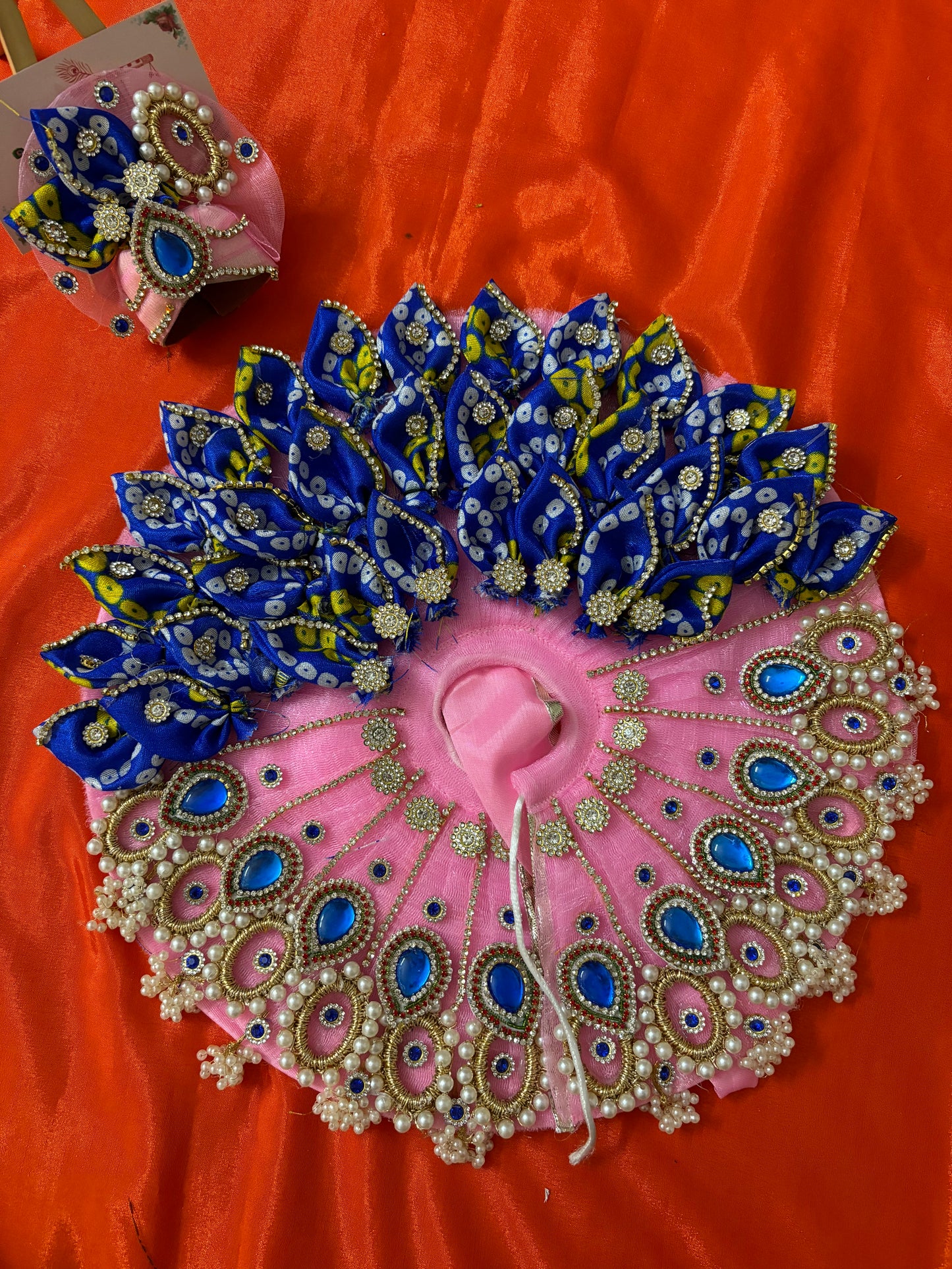 Pink Heavy dress for laddu gopal with pagdi for laddu gopal