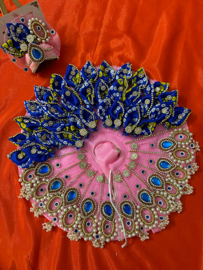 Pink Heavy dress for laddu gopal with pagdi for laddu gopal