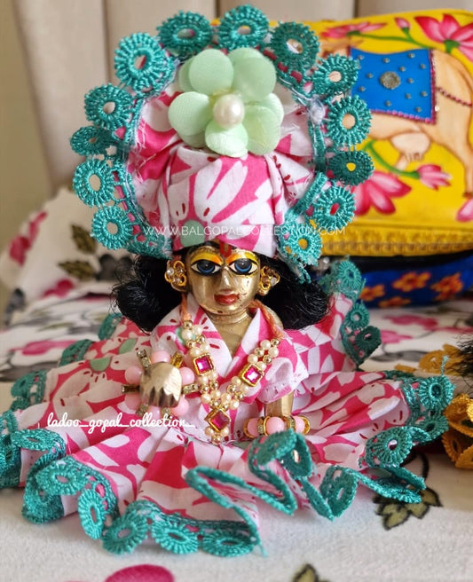 Pure cotton pink poshak for laddu gopal