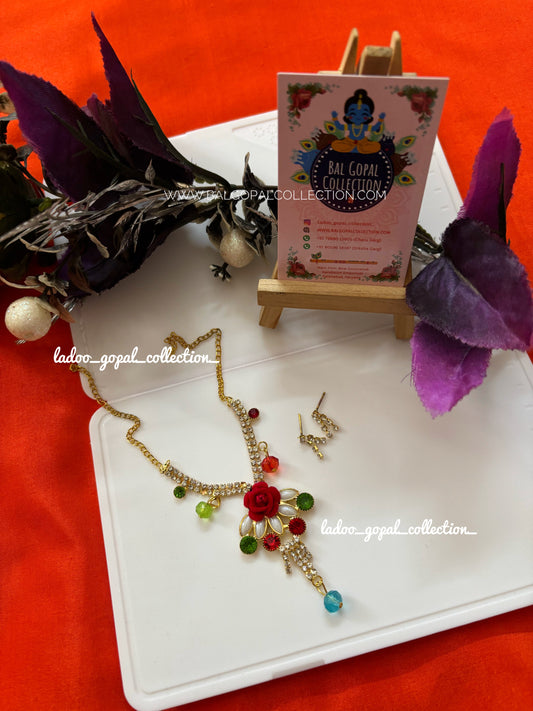 Flower mala and earrings set