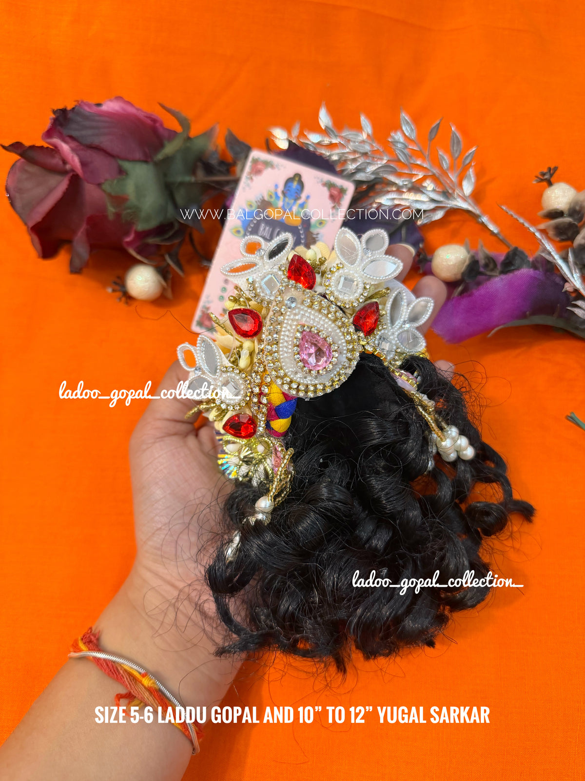 Heavy designer kesh for laddu gopal size 5-6