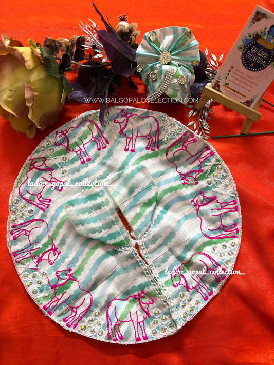 Cow Cotton poshak with pagdi for laddu gopal