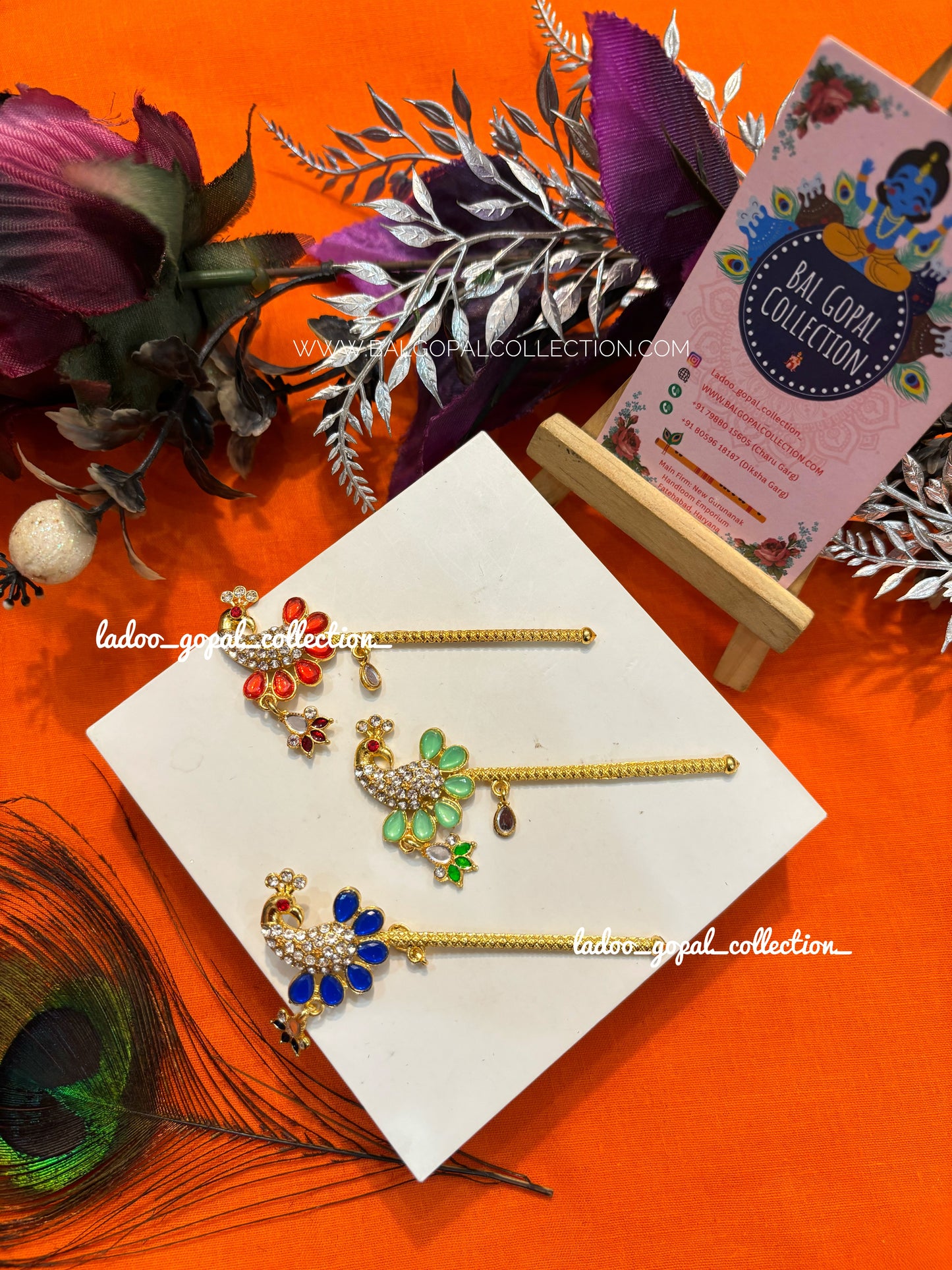 Heavy peacock bansi for laddu gopal