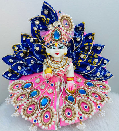 Pink Heavy dress for laddu gopal with pagdi for laddu gopal