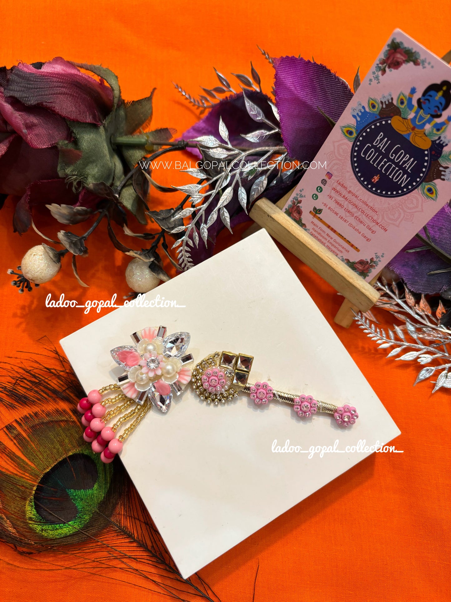 Heavy pink bansi for laddu gopal