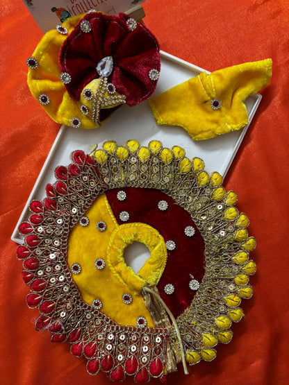 Heavy velvet winter poshak with pagdi for laddu gopal