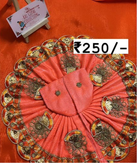 Heavy orange golden poshak for laddu gopal