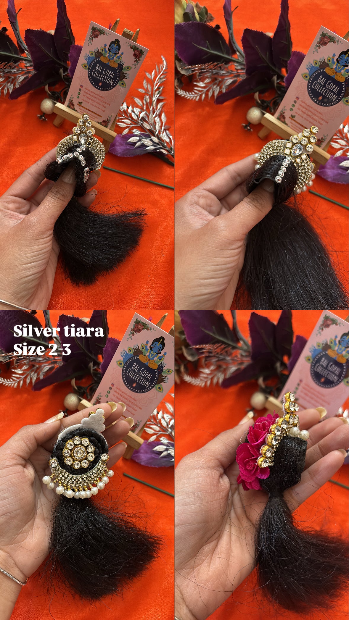 Heavy Silver Tiara for Radha Rani Open Kesh | Deity Hair Accessory