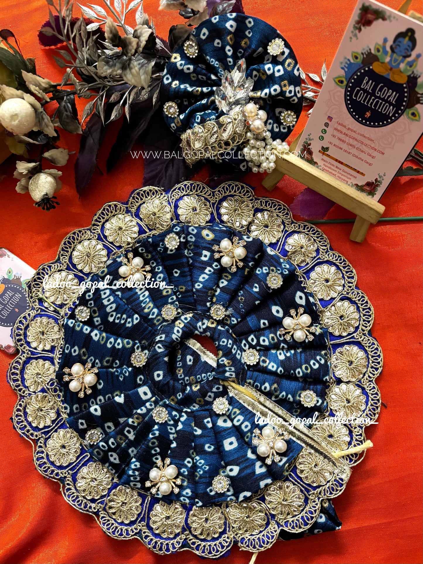 Blue bandhej poshak laddu gopal