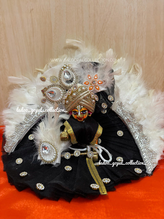 Black fur special poshak for laddu gopal
