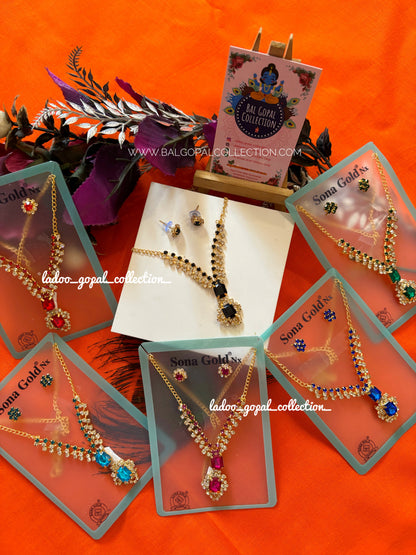 Ruby mala with earrings for laddu gopal