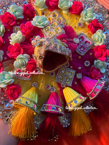 Heavy colorful poshak with pagdi for laddu gopal