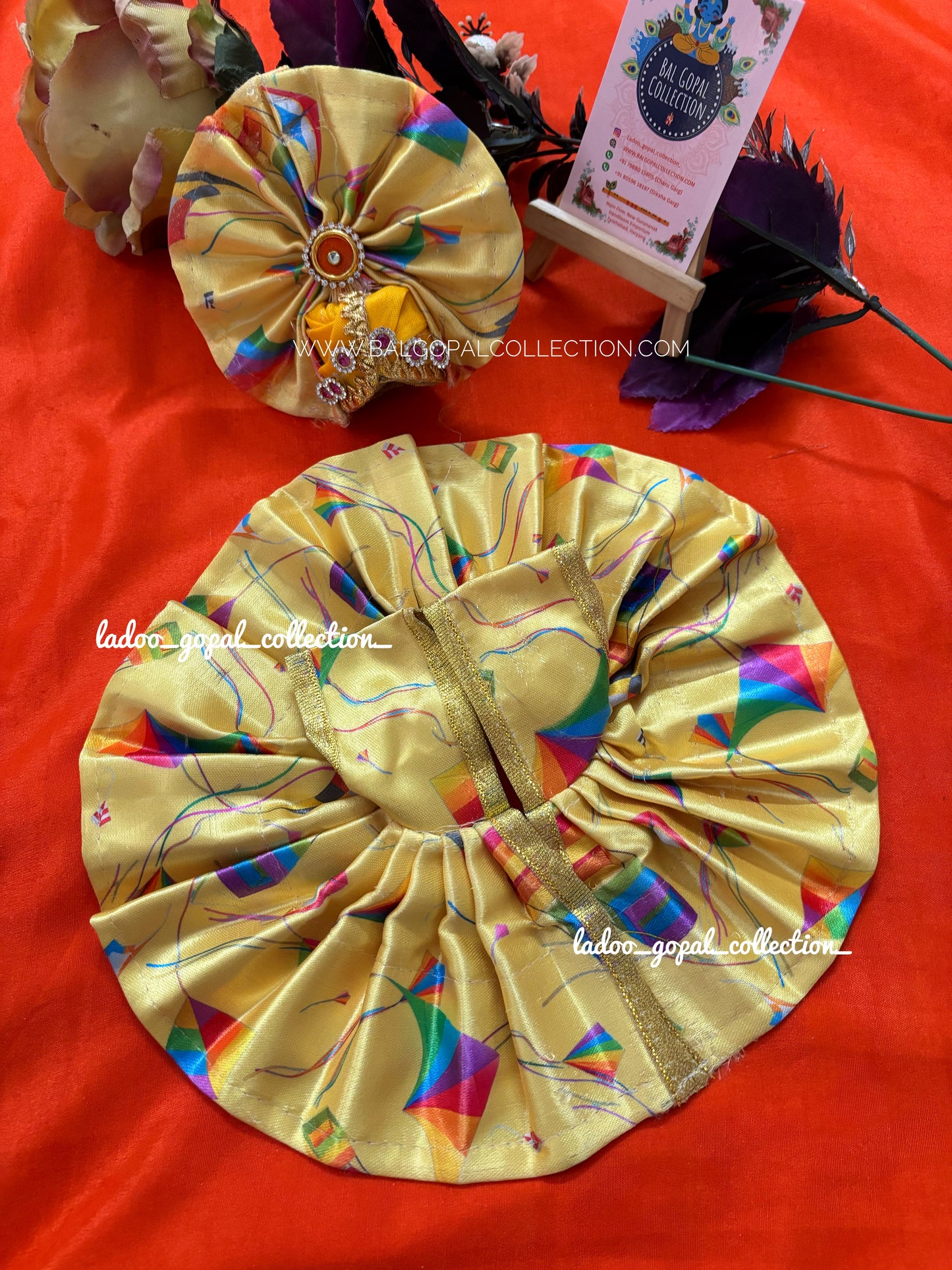 Heavy cotton poshak with pagdi for laddu gopal size 5