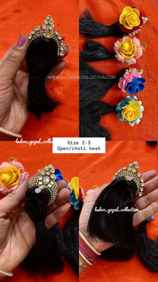 Heavy designer hair for Radha Rani Open/Choti Kesh size 1-2-3| Deity Hair Accessory