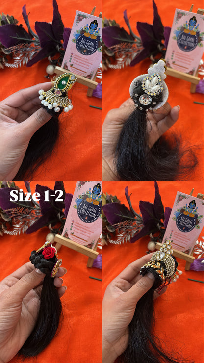 Heavy designer hair for Radha Rani Open Kesh size 1-2 | Deity Hair Accessory