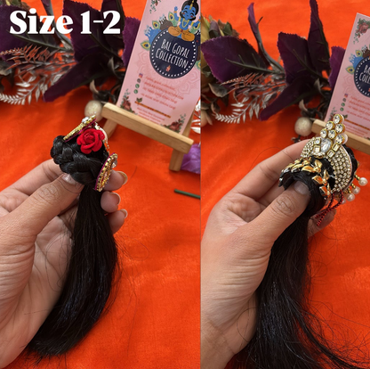 Heavy designer hair for Radha Rani Open Kesh size 1-2 | Deity Hair Accessory