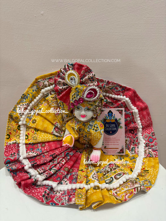 Cotton poshak with pagdi for laddu gopal