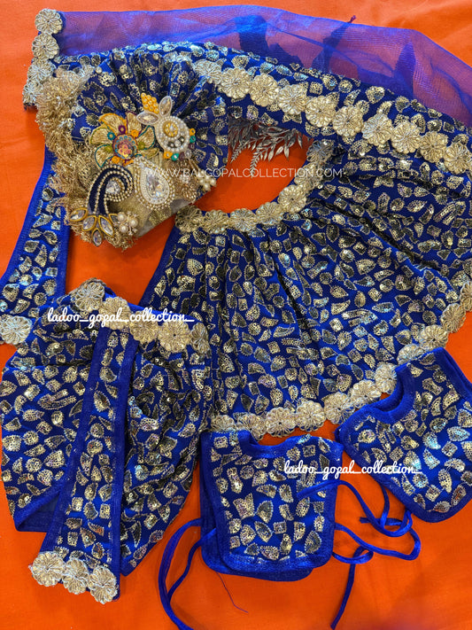 Premium blue radha krishna poshak (RK Set)