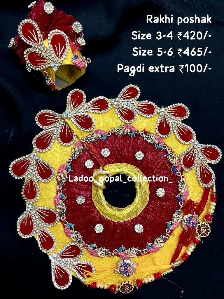 Red yellow dhaga poshak for laddu gopal