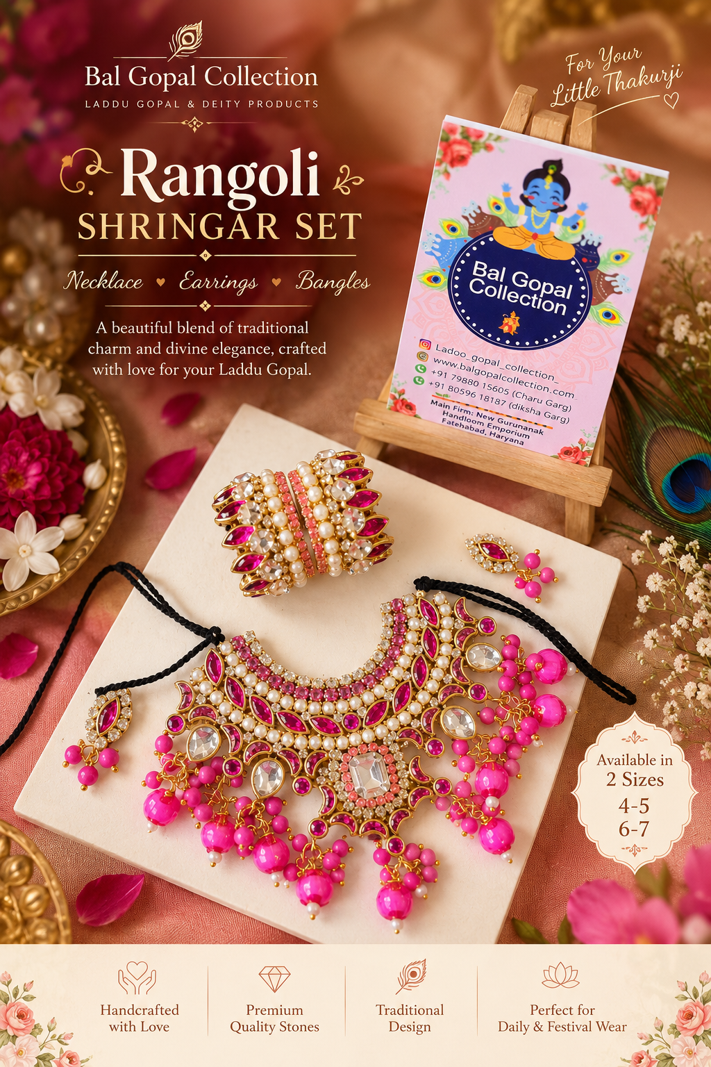 Handmade Rangoli shringar set for laddu gopal or radha rani