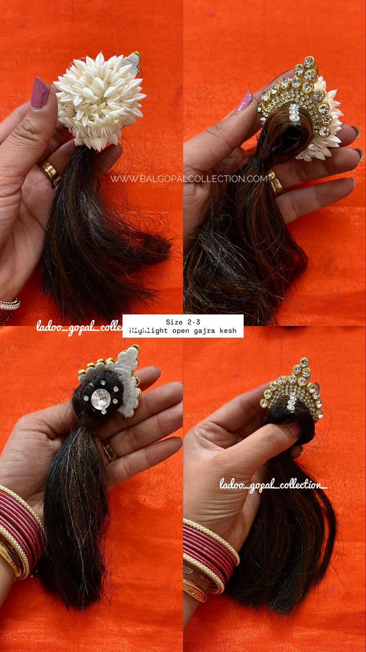 Premium Highlighted Open Gajra Kesh for Radha Rani for Size 2-3| Designer Deity Hair Accessory