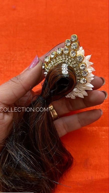 Premium Highlighted Open Gajra Kesh for Radha Rani for Size 2-3| Designer Deity Hair Accessory