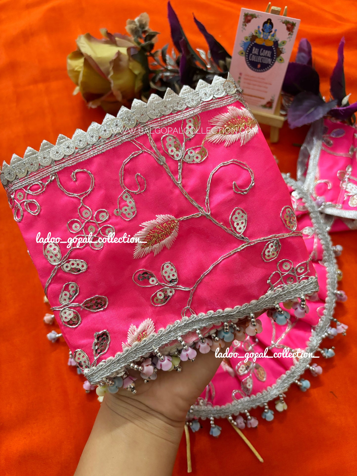 Heavy pink poshak for laddu gopal/ Radha rani