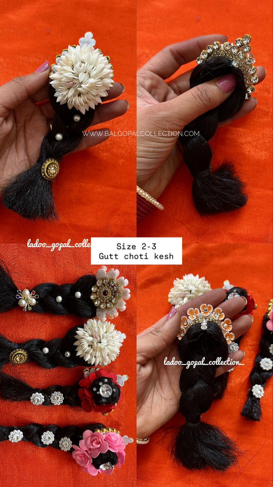Colorful Gutt choti kesh for radha rani size 2-3-4l Deity Hair Accessory