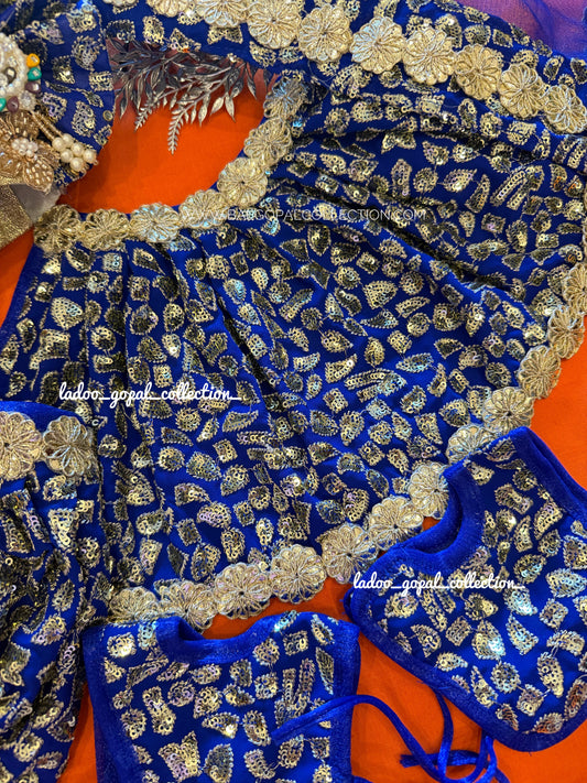Premium blue radha krishna poshak (RK Set)