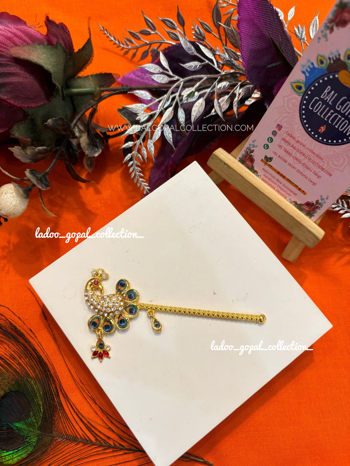 Heavy peacock bansi for laddu gopal