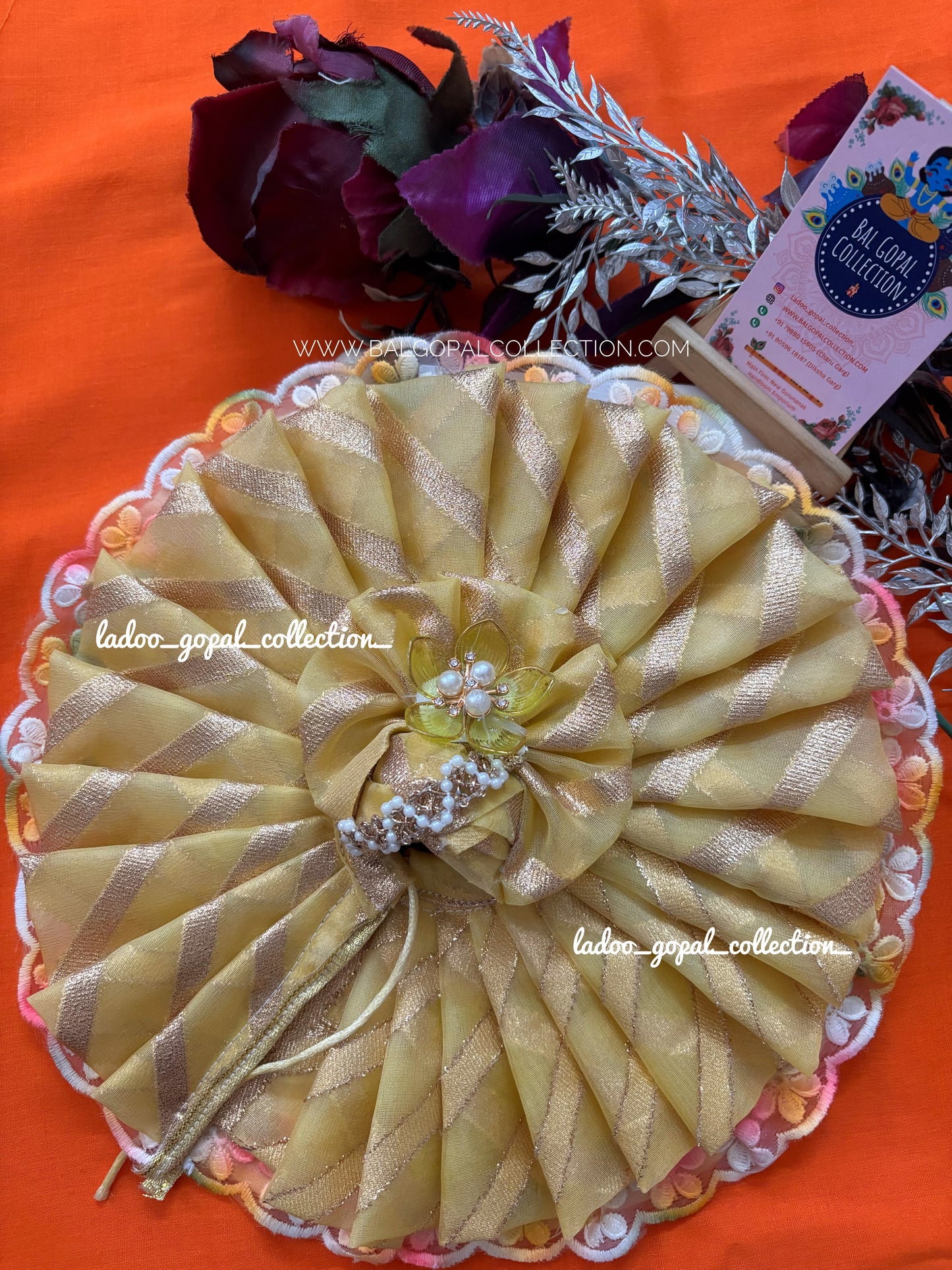 Summer pastel yellow poshak with pagdi for laddu gopal